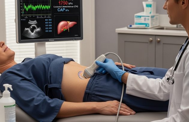 Medical fibro scan examination in progress.