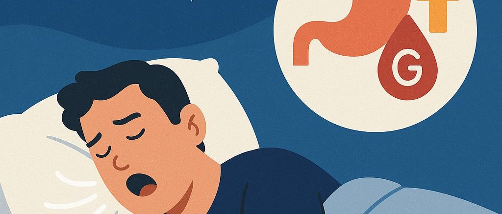 Man sleeping with health graphic