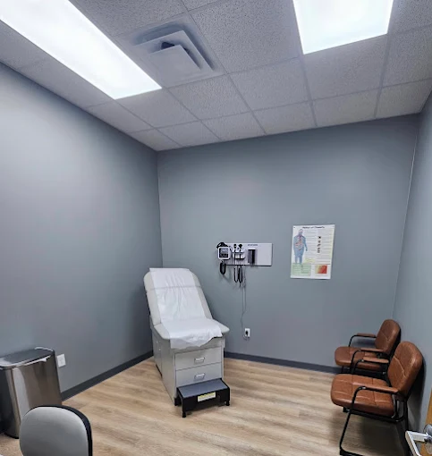 An exam room at Hill Country Internal Medicine and Weight Loss in New Braunfels, TX