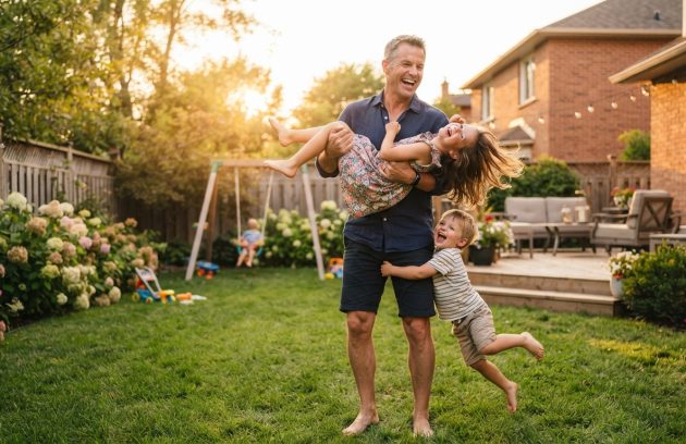 Man enjoying time with his children after Testosterone Replacement Therapy, showing improved energy, muscle strength, and quality of life.