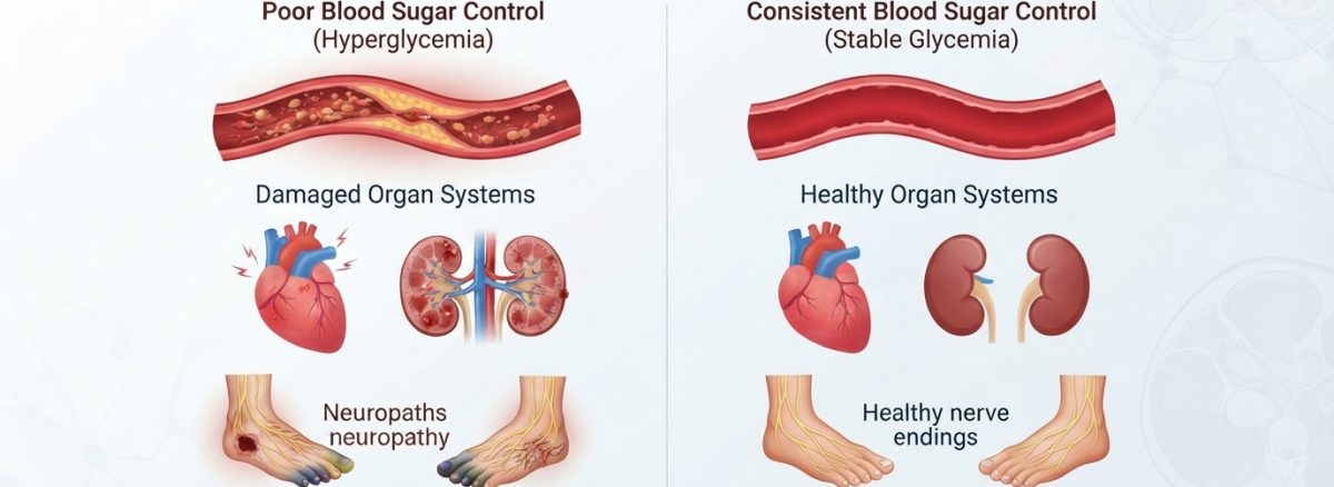 Consistent blood sugar control and its role in long-term diabetes health