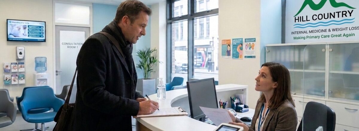 Patient requesting medical records at a primary care clinic in Mayfair